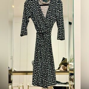 Ralph Lauren Black and White Geometric wrap dress